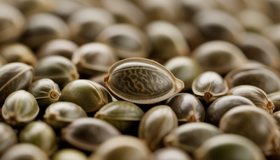 Graine de CBD en macro avec motif tigré