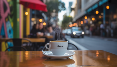 Café fumant dans une ruelle animée de Melbourne