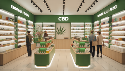 Intérieur moderne de boutique CBD lumineux