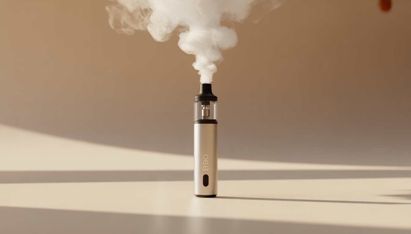 Stylo vape au CBD élégant émettant une vapeur douce