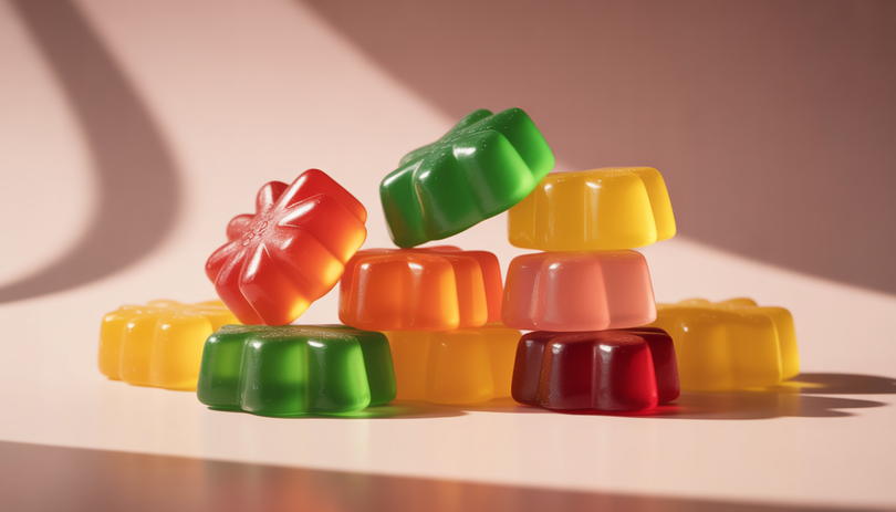 Bonbons gélifiés au CBD colorés à la texture moelleuse et brillante