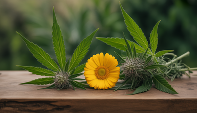 Fleurs de CBD premium en décor naturel