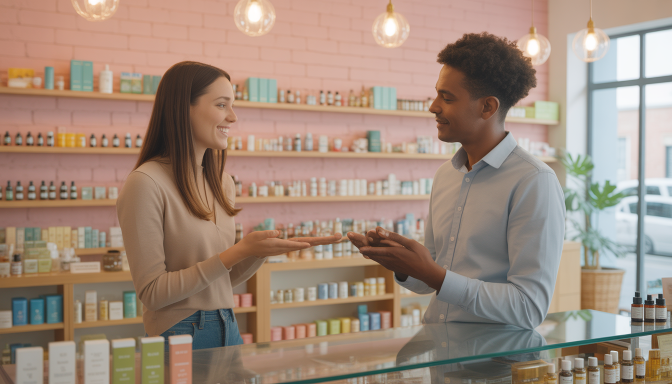 Intérieur d'une boutique CBD moderne et ensoleillée à Toulouse