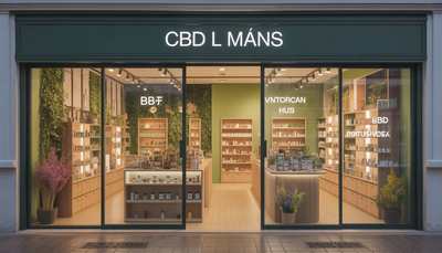 Boutique CBD moderne au Mans avec vitrine en verre