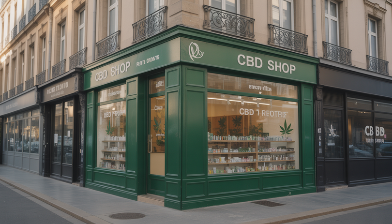 Boutique de CBD à Rennes avec vitrine moderne et produits visibles