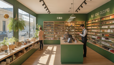 Intérieur moderne de boutique CBD en France