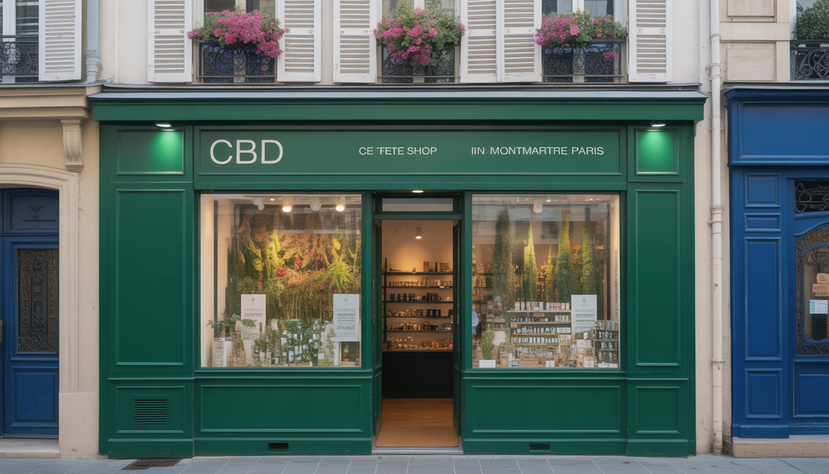 Façade élégante d'une boutique CBD à Montmartre, Paris