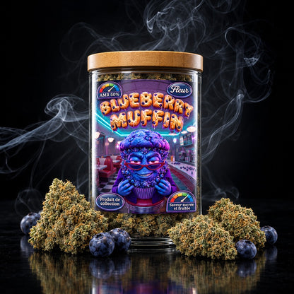 Blueberry Muffin AMR - fleur CBD Chanvrery, pot et myrtilles
